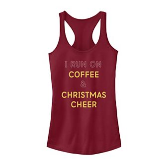 Juniors' I Run On Coffee & Christmas Cheer Tank Top