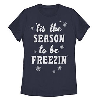 Juniors' Trendy Christmas 'Tis The Season To Be Freezin' Tee