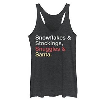 Juniors' Trendy Christmas Snowflakes Stockings Snuggles Santa Tank Top