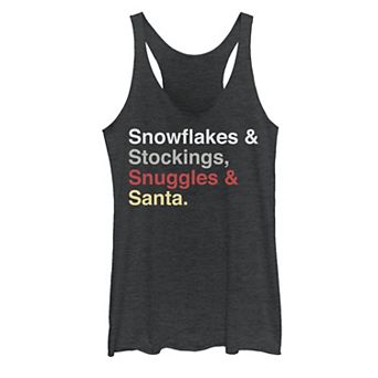 Juniors' Trendy Christmas Snowflakes Stockings Snuggles Santa Tank Top