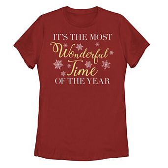 Juniors' Trendy Christmas It's The Most Wonderful Time Typographic Tee