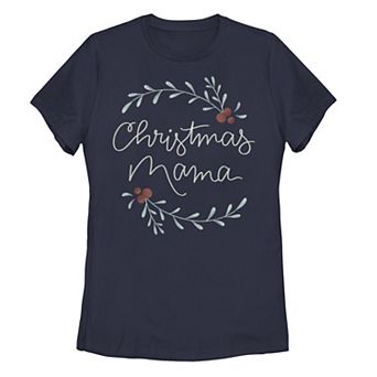 Juniors' Christmas Mama Typographic Tee