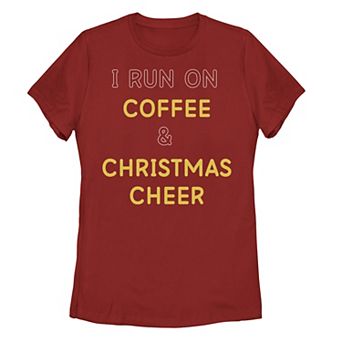 Juniors' I Run On Coffee & Christmas Cheer Tee