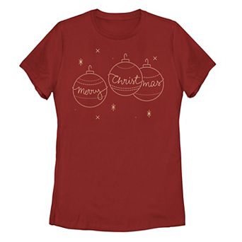 Juniors' Trendy Merry Christmas Ornaments Graphic Tee