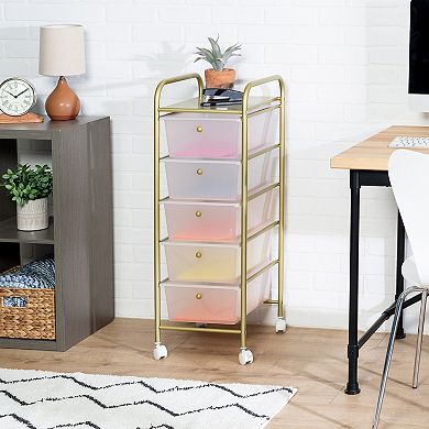 Honey-Can-Do 5-Drawer Rolling Storage Cart With Plastic Drawers
