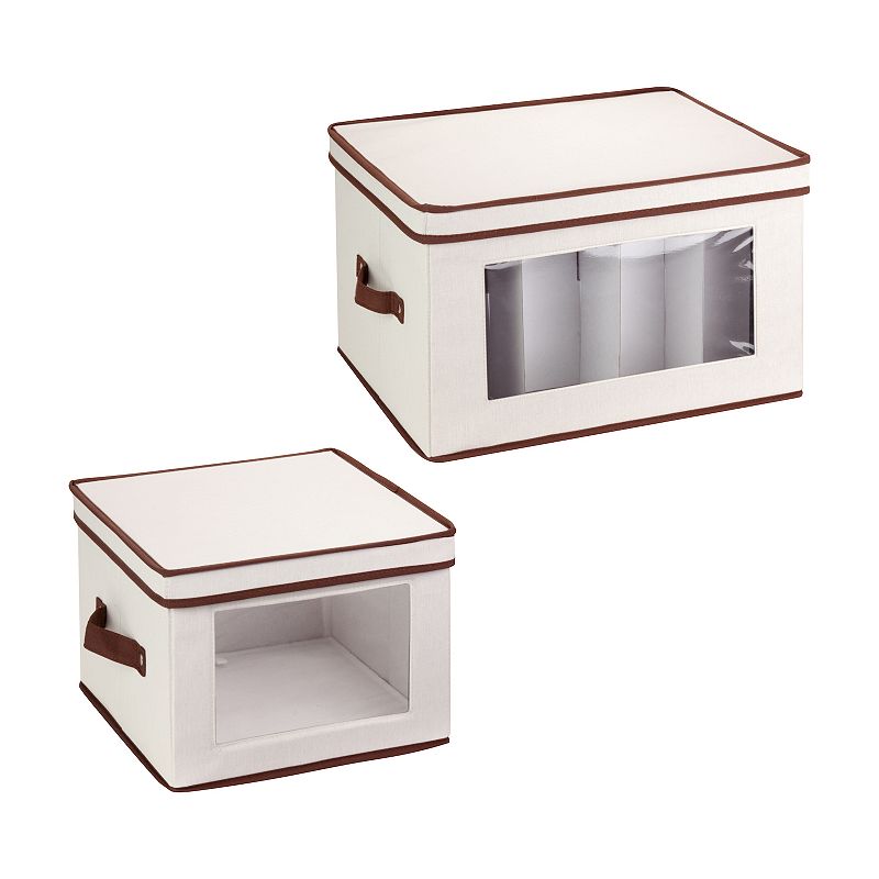 Honey-Can-Do 2-Pack Dishware or Closet Window Storage Boxes, Natural