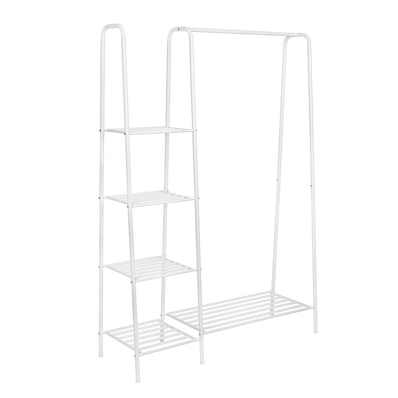 Honey-Can-Do Freestanding Closet With Clothes Rack and Shelves, White
