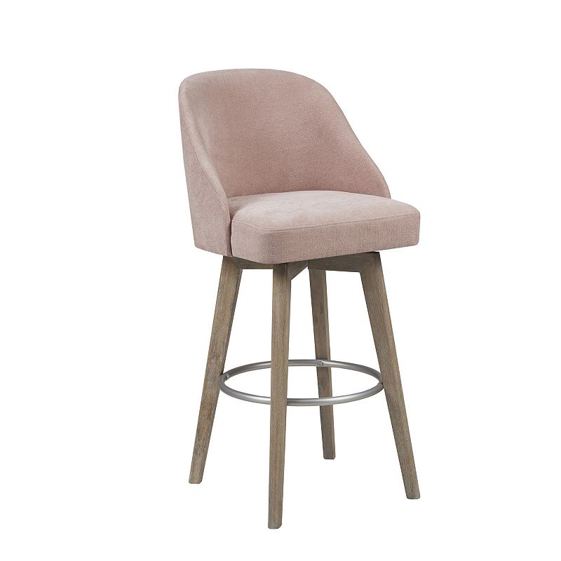 Madison Park 30" Howard Counter Height Barstool with Swivel Seat Light Pink - Madison Park: Upholstered, Rubber Wood Legs