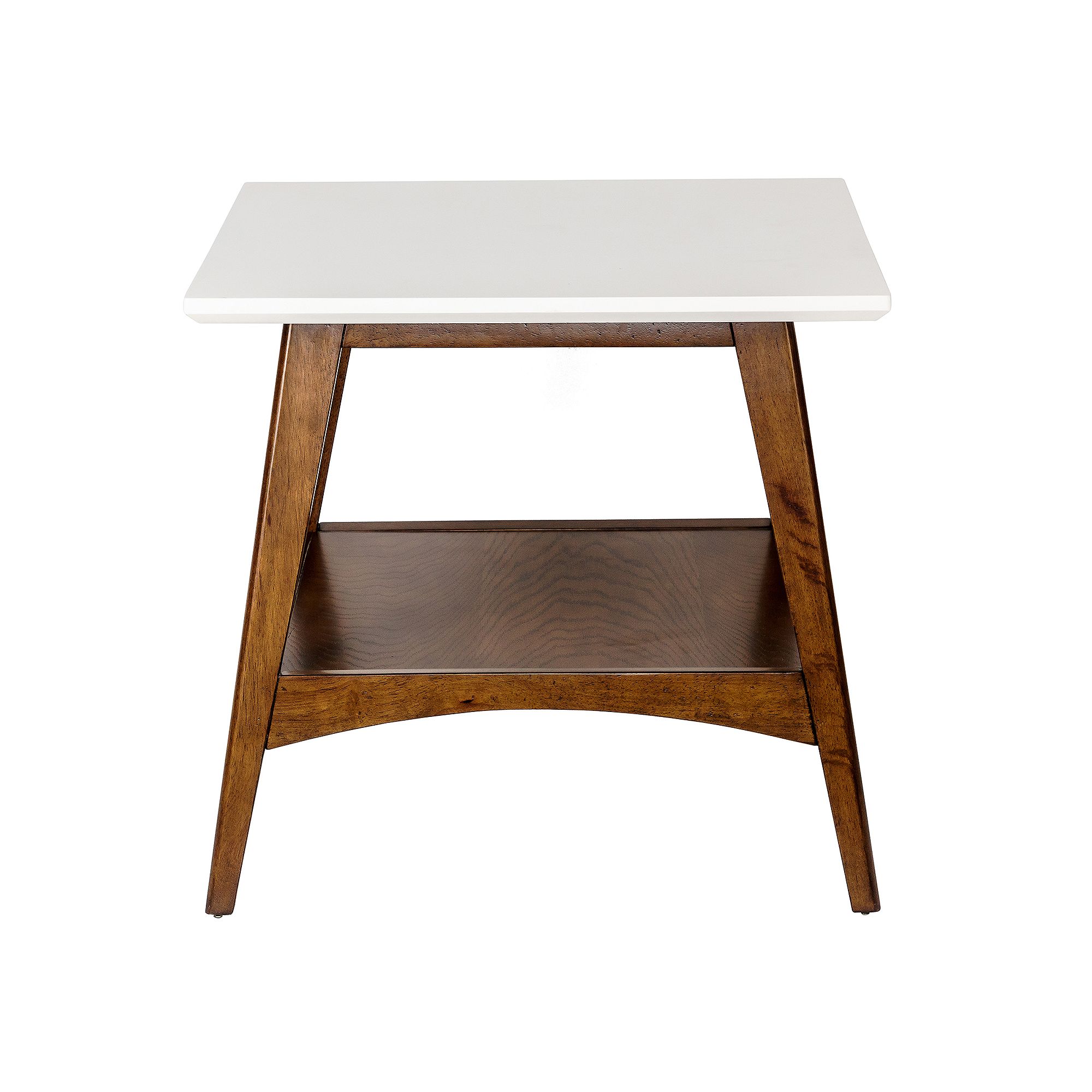 Madison Park Avalon Mid-Century Modern End Table, White Brown