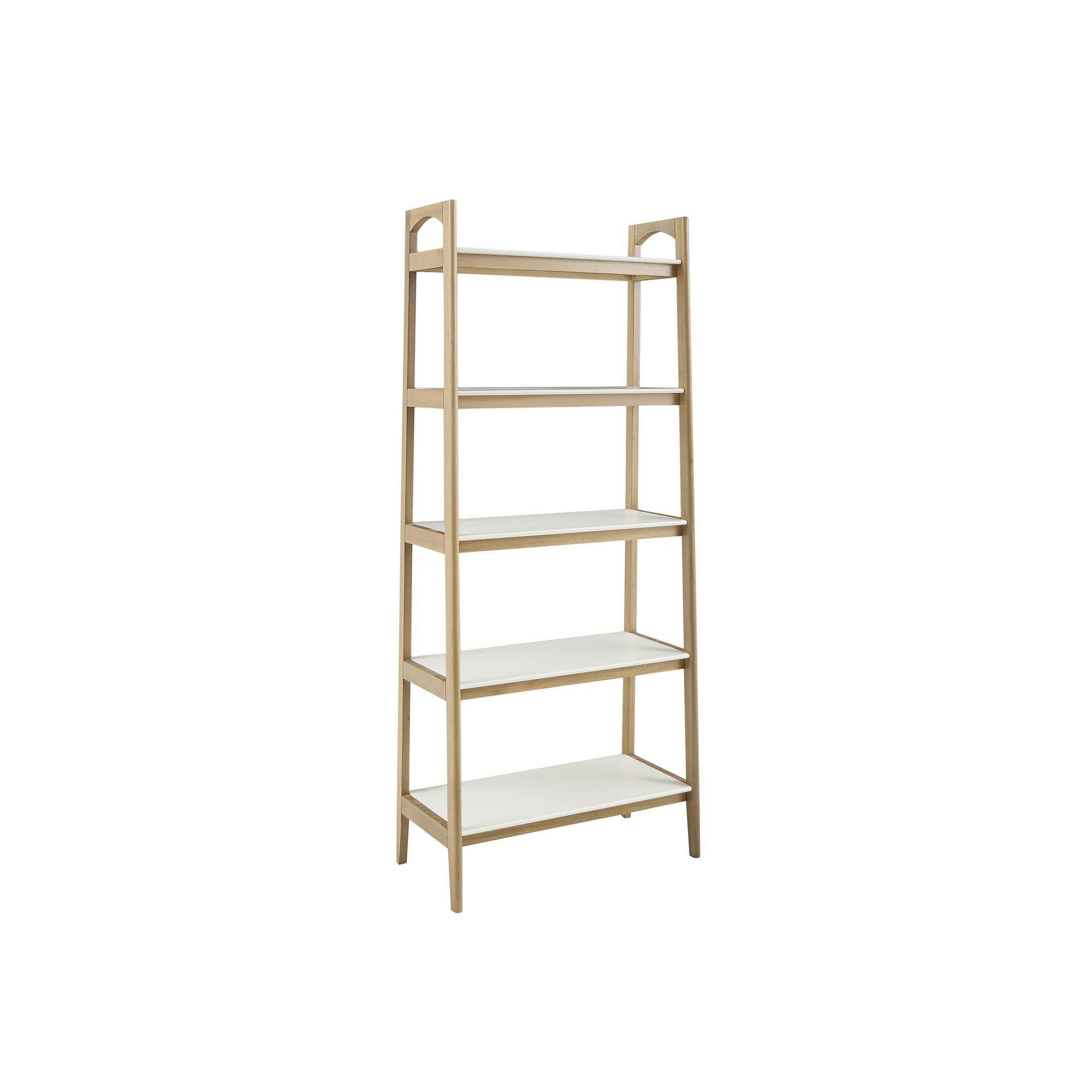 Madison Park Avalon Mid-Century Modern 5-Shelf Bookcase, White Natural