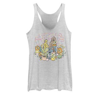 Juniors' Star Wars C-3PO & Chewbacca Plant Doodle Tank Top
