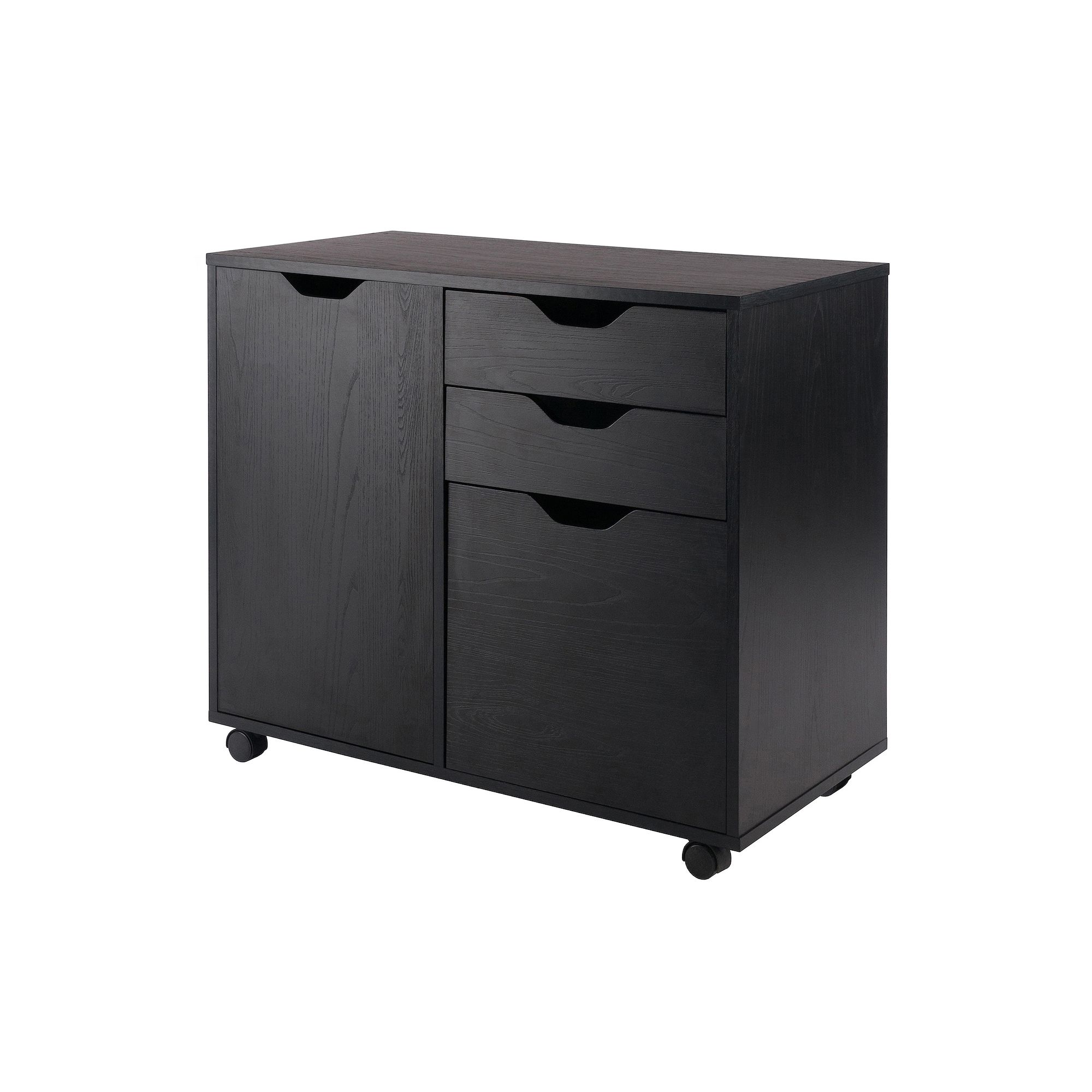 Winsome Halifax 2-Section Mobile Filing Cabinet, Black