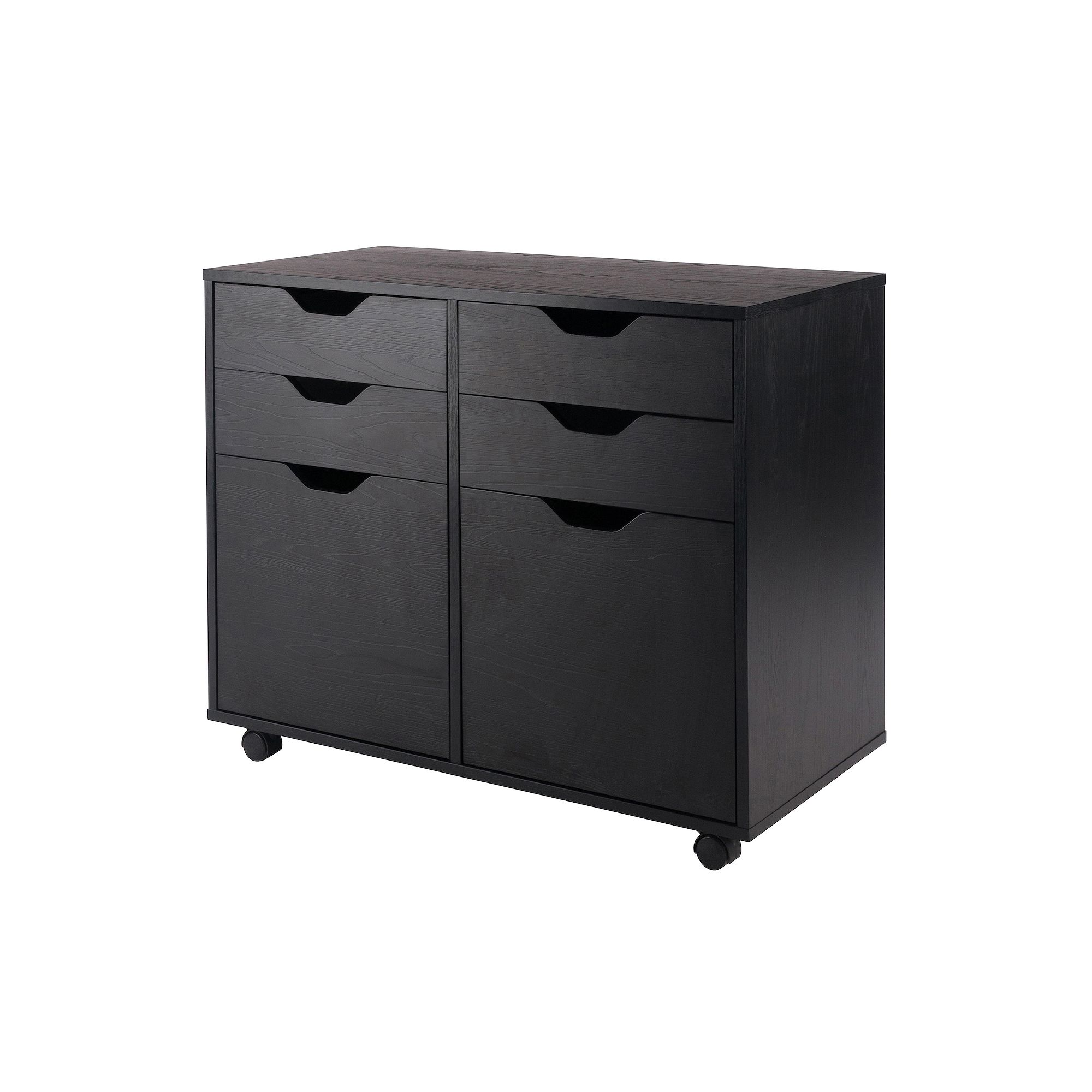 Winsome Halifax Mobile 2-Section Storage Cabinet, Black