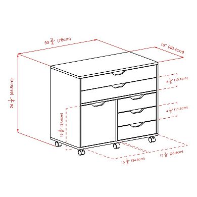 Winsome Halifax 3-Section Mobile Storage Cabinet