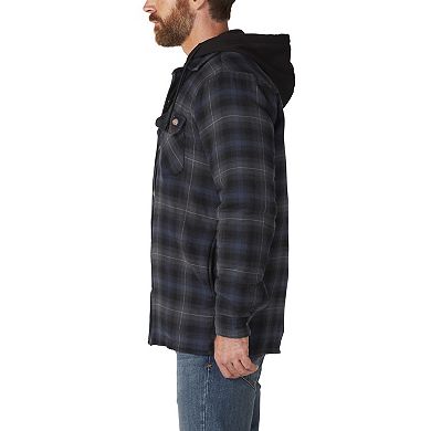 Men's Dickies Fleece Hooded Flannel Shirt Jacket with Hydroshield