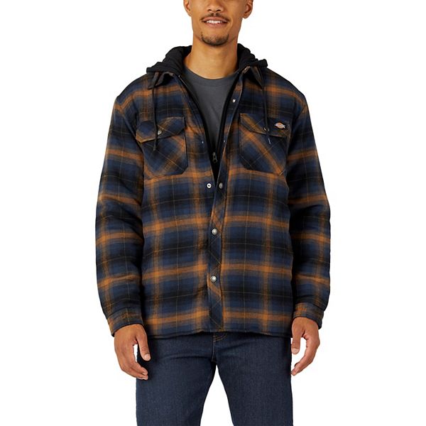 Mens Dickies Fleece Hooded Flannel Shirt Jacket With Hydroshield 1045