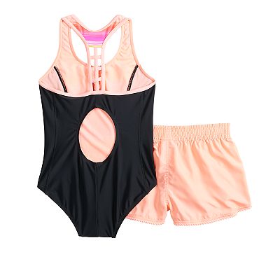 Girls 7-20 ZeroXposur Mist One-Piece & Cover-Up Shorts Swimsuit Set