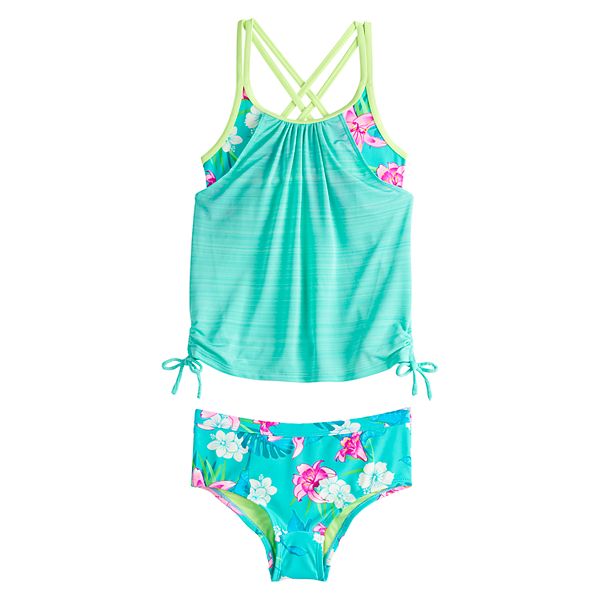 Girls 7-16 ZeroXposur Moonflower Tankini Top & Bottoms Swimsuit Set