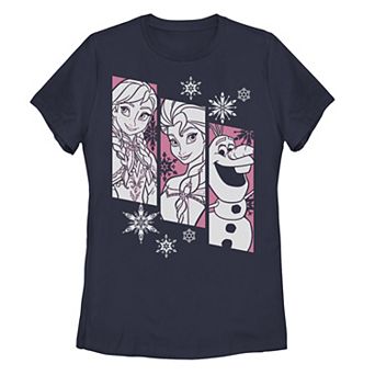 Disney's Frozen Anna Elsa Olaf Juniors' Snowflake Panel Tee