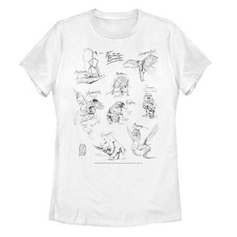 Juniors Fantastic Beasts Animal Sketch Collage Tee