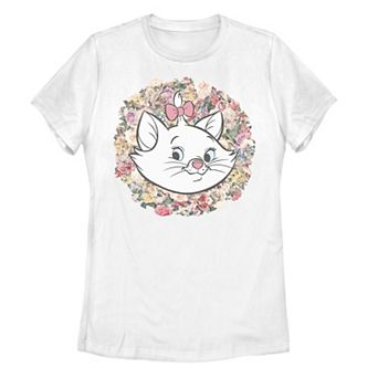 Juniors' Disney's The Aristocats Marie Floral Portrait Graphic Tee
