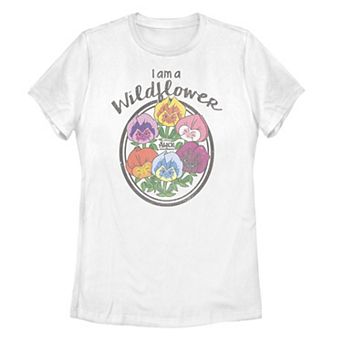 Juniors' Disney's Alice In Wonderland Wildflower Text Graphic Tee