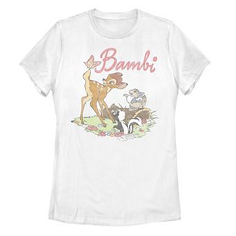Juniors' Disney's Bambi Group Shot Logo Graphic Tee