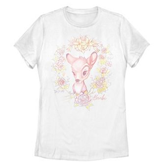 Juniors' Disney's Bambi Floral Watercolor Portrait Graphic Tee