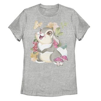 Juniors' Disney's Bambi Thumper Vintage Floral Portrait Graphic Tee