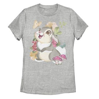 Juniors' Disney's Bambi Thumper Vintage Floral Portrait Graphic Tee