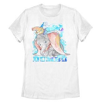 Juniors' Disney's Dumbo Classic Watercolor Splatter Portrait Graphic Tee