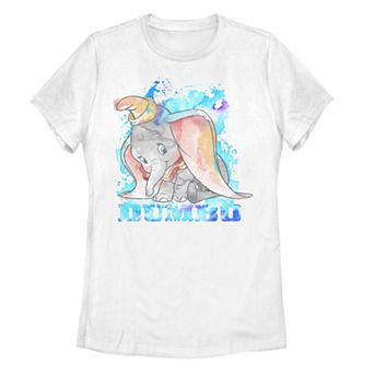 Juniors' Disney's Dumbo Classic Watercolor Splatter Portrait Graphic Tee