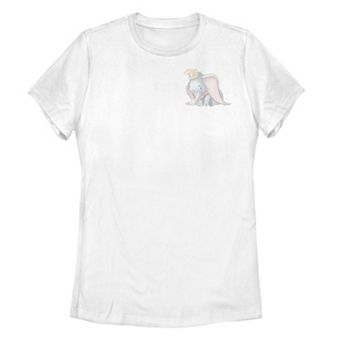 Juniors' Disney's Dumbo Cute Left Chest Vintage Graphic Tee