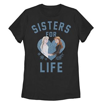 Juniors' Disney's Frozen 2 Anna & Elsa Sisters For Life Portrait Graphic Tee