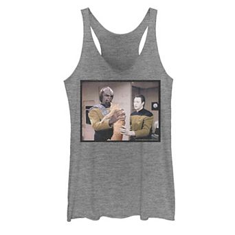 Juniors' Star Trek: The Next Generation Worf Data & Cat Tank Top