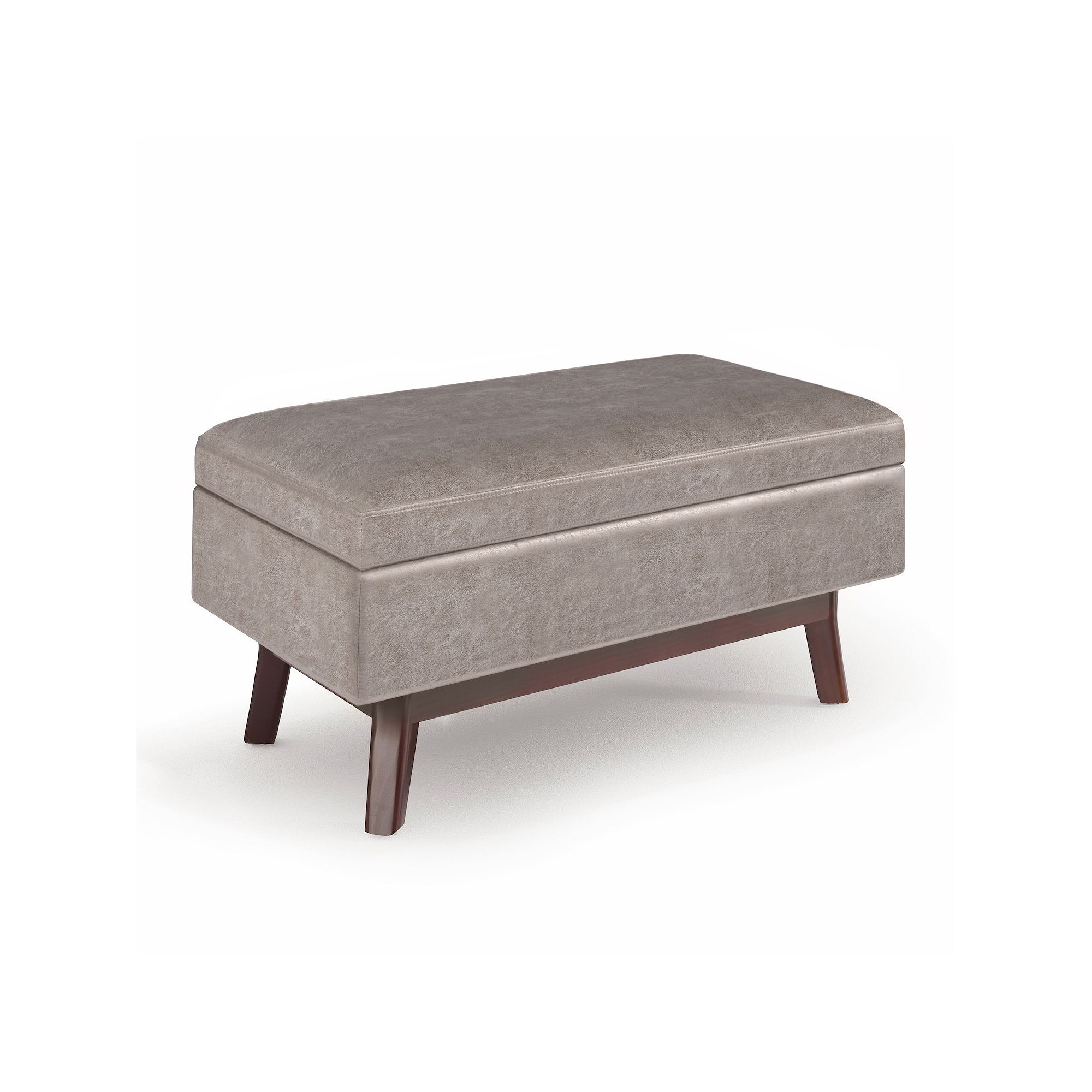 Simpli Home Owen Rectangular Hidden Storage Ottoman, Distressed Gray