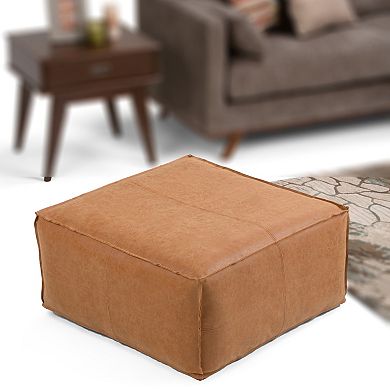 Simpli Home Brody Large Square Coffee Table Pouf