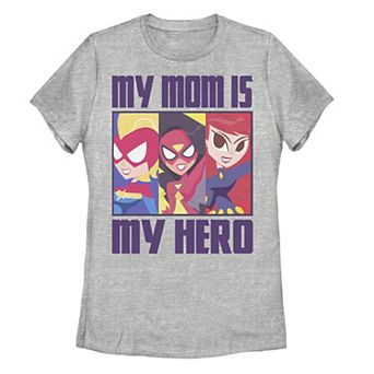Juniors Marvel Mother's Day My Mom Is My Hero Panels Tee