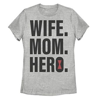Juniors Marvel Mother's Day Black Widow Wife Mom Hero Tee