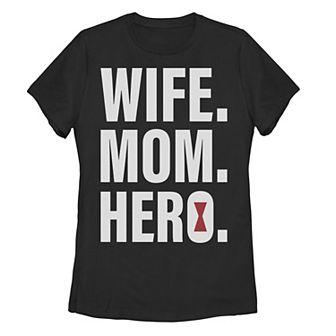 Juniors Marvel Mother's Day Black Widow Wife Mom Hero Tee