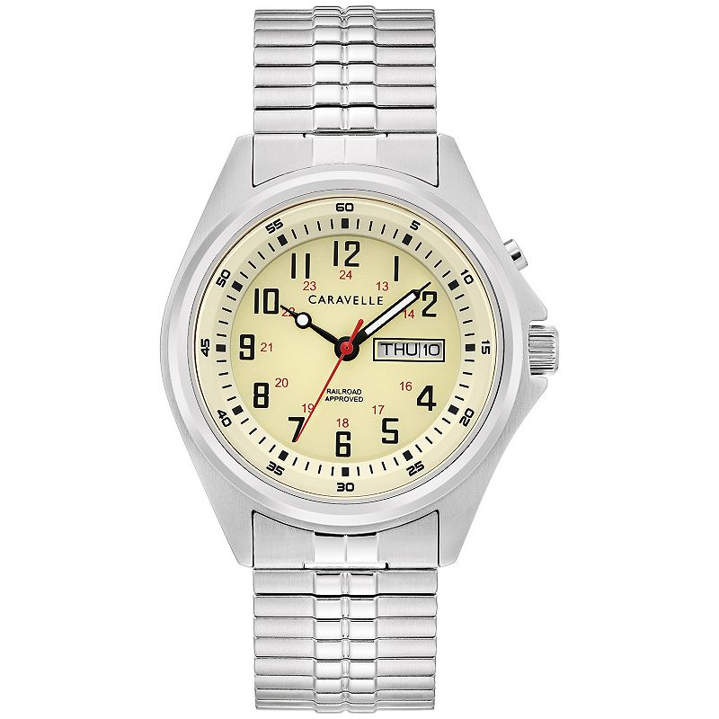 Caravelle by Bulova Men's Stainless Steel Expansion Band Watch - 43C124, Size: Large, Silver Tone