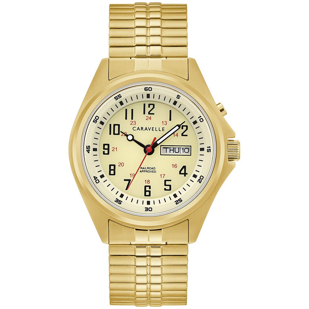 Caravelle Men's 40mm Gold-Tone Stainless Steel Expansion Band