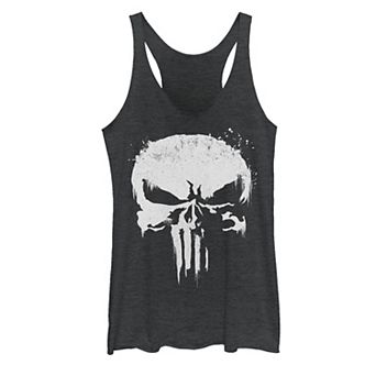 Juniors Marvel Punisher White Paint Splatter Skull Tank Top