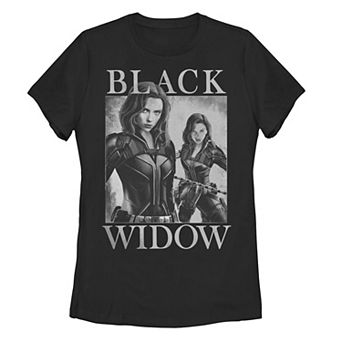 Juniors Marvel Two Widows Mirror Tee