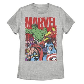 Juniors Marvel Avengers Team Retro Comic Vintage Tee