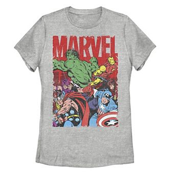 Juniors Marvel Avengers Team Retro Comic Vintage Tee
