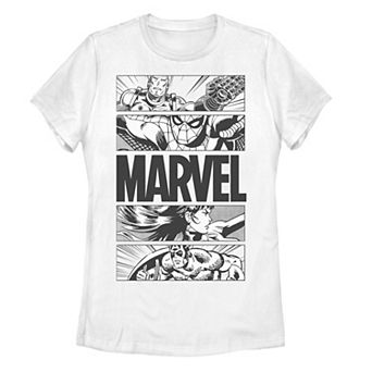 Juniors' Marvel Avengers Retro Action Panel Fill Tee
