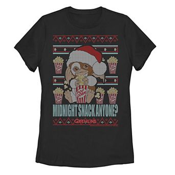 Juniors Gremlins Christmas Midnight Snack Anyone Ugly Sweater Tee