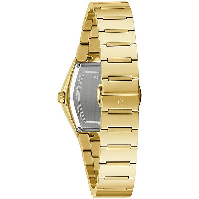 Bulova Women's Watch 97L164 Quartz sold Black Dial Gold Tone Stainless Steel 30mm