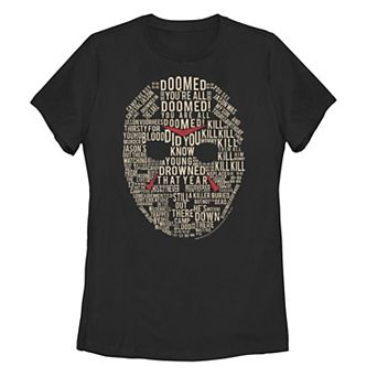 Juniors Friday The 13th Jason Mask Text Fill Tee